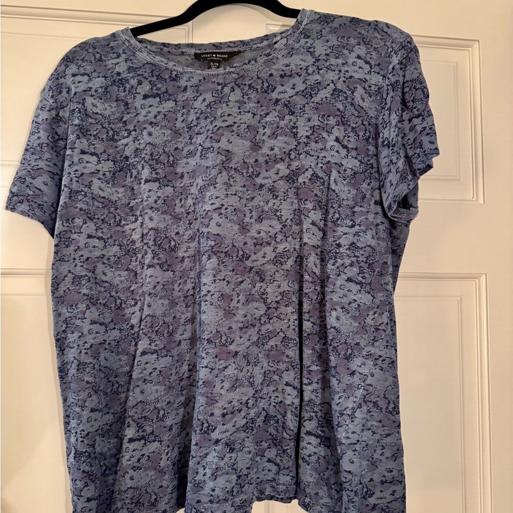 Lucky Brand Blue Patterned Short Sleeve Tee
